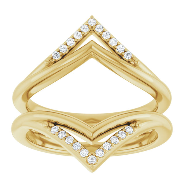 14K Gold Round Natural Diamond Ring Guard – 1.1mm Stones - Yellow Gold - view 3