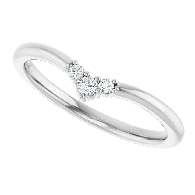 14K Gold Round Natural Diamond Contour Band – 2mm Stones - White Gold - view 5