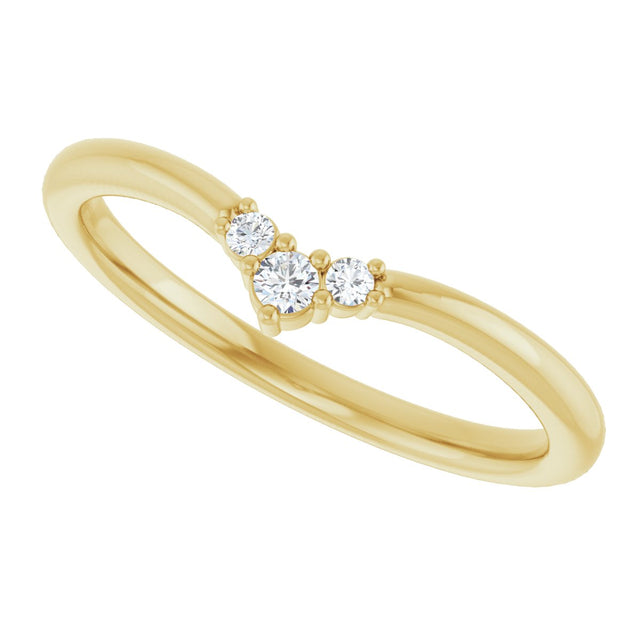 14K Gold Round Natural Diamond Contour Band – 2mm Stones - Yellow Gold - view 5