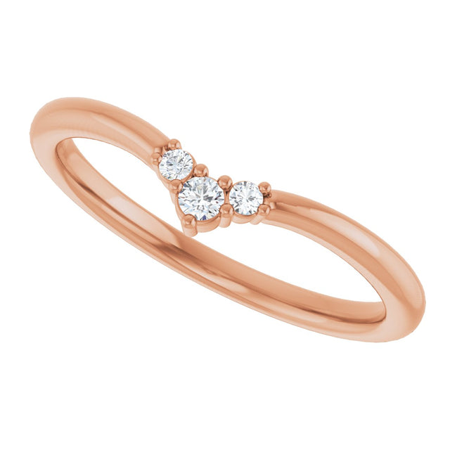 14K Gold Round Natural Diamond Contour Band – 2mm Stones - Rose Gold - view 5