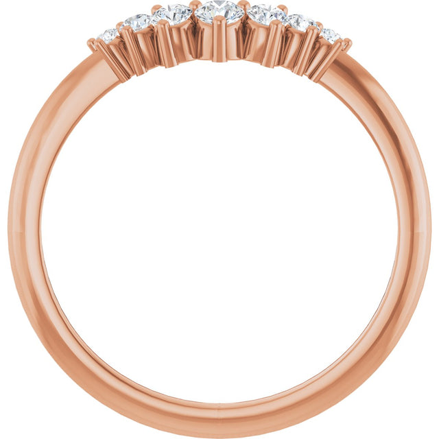14K Gold Round Natural Diamond Accented Contour Band – 2.2-3.5mm Stones - Rose Gold - view 2