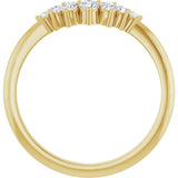 14K Gold Round Natural Diamond Accented Contour Band – 2.2-3.5mm Stones - Yellow Gold - view 2