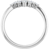 14K Gold Round Natural Diamond Accented Contour Band – 2.2-3.5mm Stones - White Gold - view 2