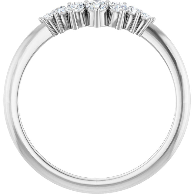 14K Gold Round Natural Diamond Accented Contour Band – 2.2-3.5mm Stones - White Gold - view 2