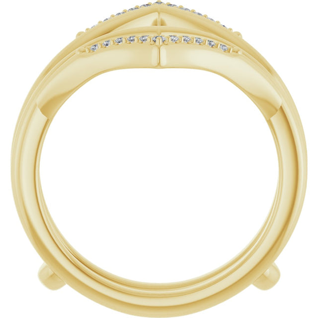 14K Gold Round Natural Diamond Ring Guard – 1.1mm Stones - Yellow Gold - view 2