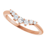 14K Gold Round Natural Diamond Accented Contour Band – 2.2-3.5mm Stones - Rose Gold - view 5