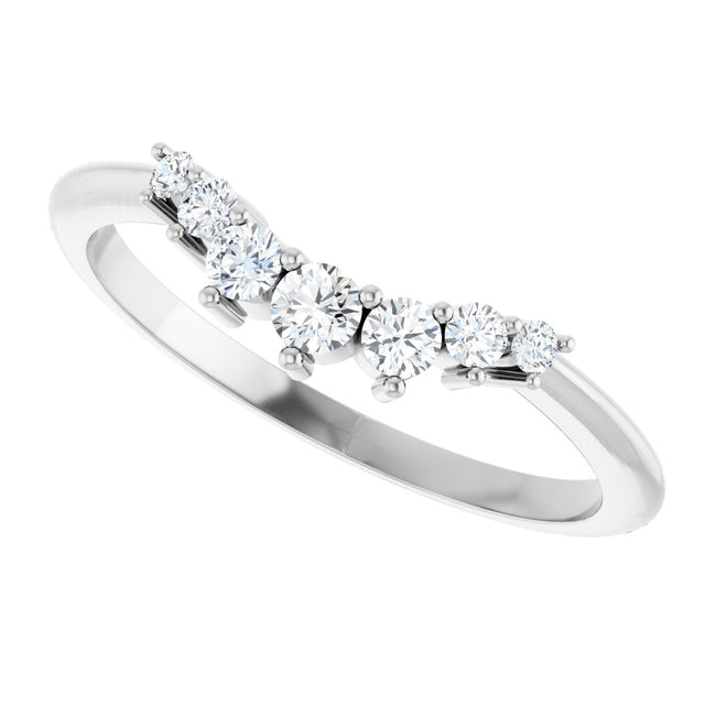 Platinum Round Lab-Grown Diamond Accented Contour Band – 2.25-3.5mm Stones - view 5