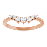 14K Gold Round Natural Diamond Accented Contour Band – 2.2-3.5mm Stones - Rose Gold - view 3