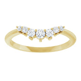 14K Gold Round Natural Diamond Accented Contour Band – 2.2-3.5mm Stones - Yellow Gold - view 3