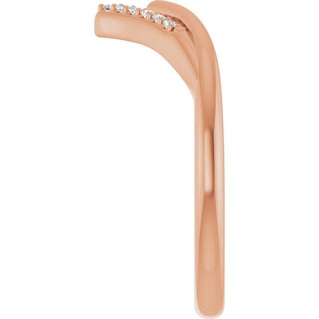 14K Gold Round Natural Diamond Contour Band – 1.1mm Stones - Rose Gold - view 4