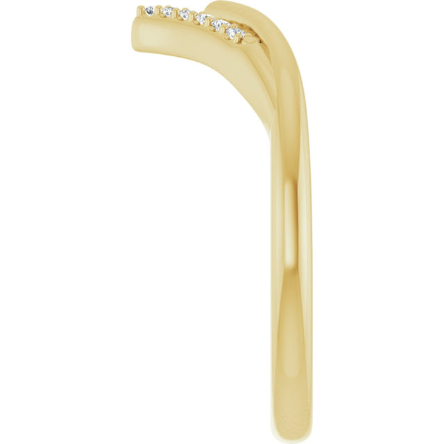 14K Gold Round Natural Diamond Contour Band – 1.1mm Stones - Yellow Gold - view 4