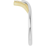 14K Gold Round Natural Diamond Contour Band – 1.1mm Stones - Two-Tone - view 4