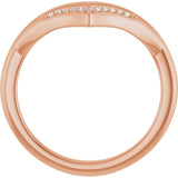 14K Gold Round Natural Diamond Contour Band – 1.1mm Stones - Rose Gold - view 2