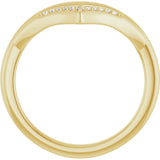14K Gold Round Natural Diamond Contour Band – 1.1mm Stones - Yellow Gold - view 2