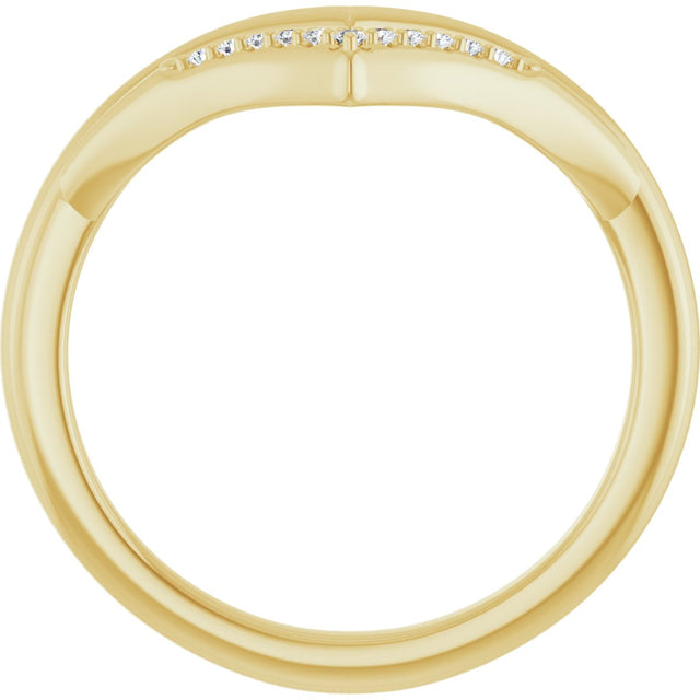 14K Gold Round Natural Diamond Contour Band – 1.1mm Stones - Yellow Gold - view 2