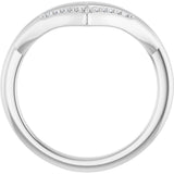 14K Gold Round Natural Diamond Contour Band – 1.1mm Stones - White Gold - view 2