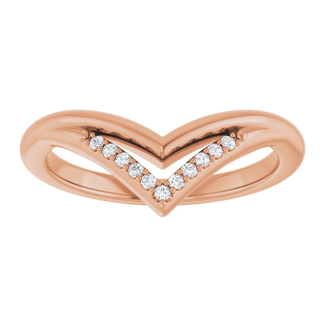 14K Gold Round Natural Diamond Contour Band – 1.1mm Stones - Rose Gold - view 3