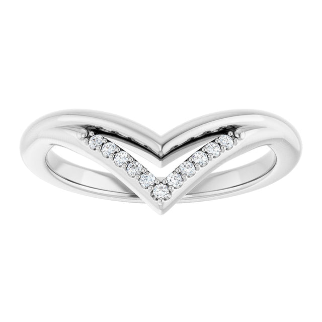 14K Gold Round Natural Diamond Contour Band – 1.1mm Stones - White Gold - view 3