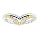14K Gold Round Natural Diamond Contour Band – 1.1mm Stones - Two-Tone - view 3