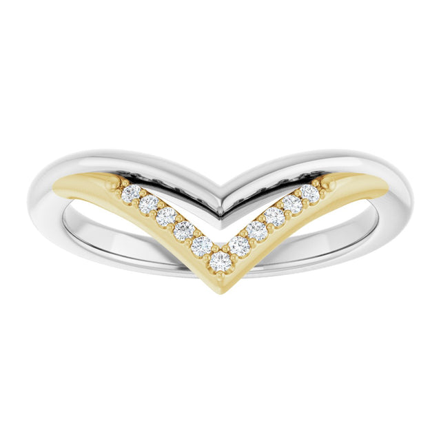 14K Gold Round Natural Diamond Contour Band – 1.1mm Stones - Two-Tone - view 3