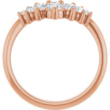 14K Gold Round Natural Diamond Accented Contour Band – 2.2-3.5mm Stones - Rose Gold - view 2