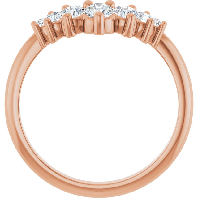 14K Gold Round Natural Diamond Accented Contour Band – 2.2-3.5mm Stones - Rose Gold - view 2