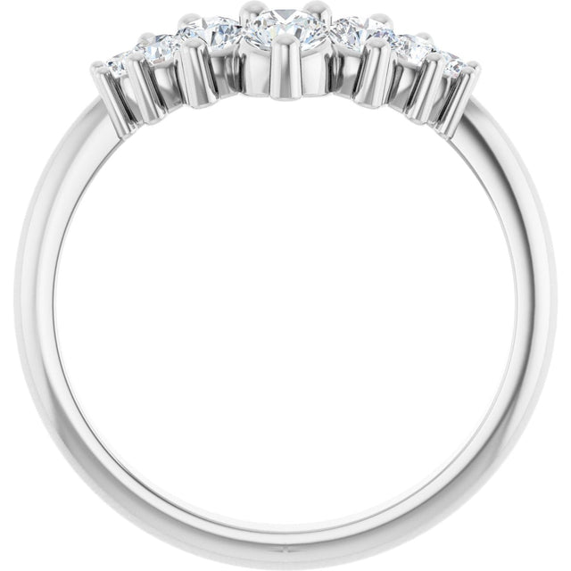 Platinum Round Lab-Grown Diamond Accented Contour Band – 2.25-3.5mm Stones - view 2