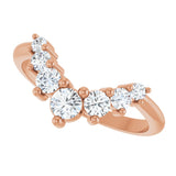 14K Gold Round Natural Diamond Accented Contour Band – 2.2-3.5mm Stones - Rose Gold - view 5