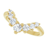 14K Gold Round Natural Diamond Accented Contour Band – 2.2-3.5mm Stones - Yellow Gold - view 5