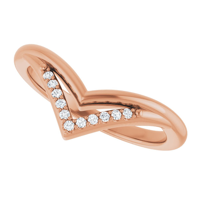 14K Gold Round Natural Diamond Contour Band – 1.1mm Stones - Rose Gold - view 5