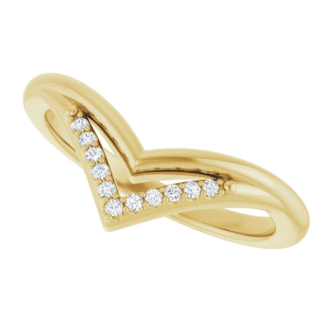 14K Gold Round Natural Diamond Contour Band – 1.1mm Stones - Yellow Gold - view 5