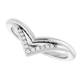 14K Gold Round Natural Diamond Contour Band – 1.1mm Stones - White Gold - view 5