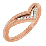 14K Gold Round Natural Diamond Contour Band – 1.1mm Stones - Rose Gold