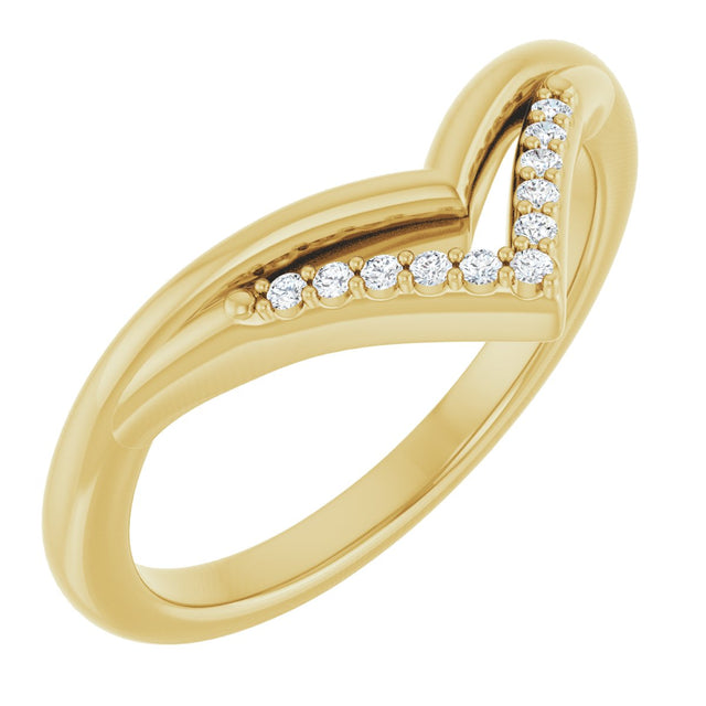 14K Gold Round Natural Diamond Contour Band – 1.1mm Stones - Yellow Gold