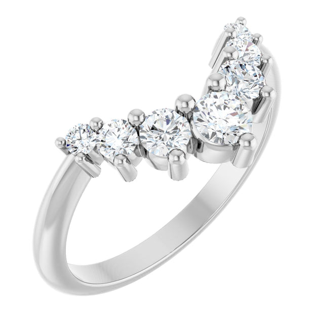 14K Gold Round Lab-Grown Diamond Accented Contour Band – 2.25-3.5mm Stones - White Gold