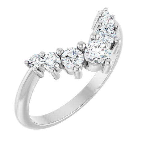 Platinum Round Lab-Grown Diamond Accented Contour Band – 2.25-3.5mm Stones