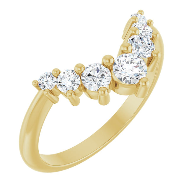 14K Gold Round Lab-Grown Diamond Accented Contour Band – 2.25-3.5mm Stones - Yellow Gold