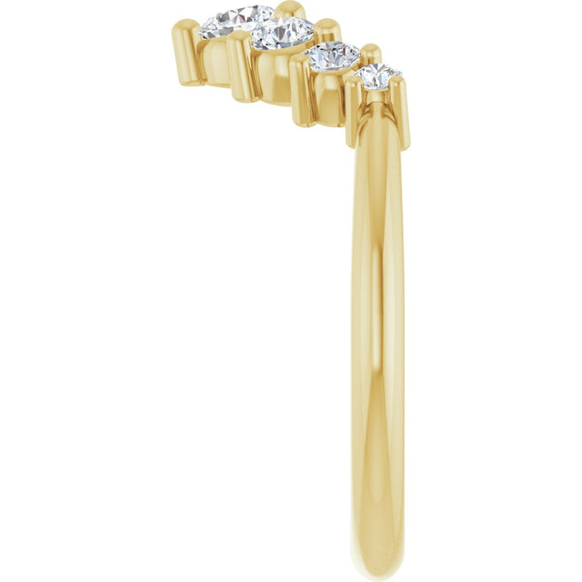 14K Gold Round Natural Diamond Accented Contour Band – 2.2-3.5mm Stones - Yellow Gold - view 4
