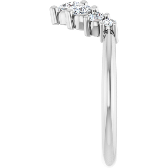 Platinum Round Lab-Grown Diamond Accented Contour Band – 2.25-3.5mm Stones - view 4