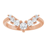 14K Gold Round Natural Diamond Accented Contour Band – 2.2-3.5mm Stones - Rose Gold - view 3