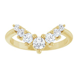 14K Gold Round Natural Diamond Accented Contour Band – 2.2-3.5mm Stones - Yellow Gold - view 3