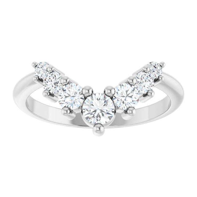 Platinum Round Lab-Grown Diamond Accented Contour Band – 2.25-3.5mm Stones - view 3