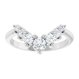 14K Gold Round Natural Diamond Accented Contour Band – 2.2-3.5mm Stones - White Gold - view 3