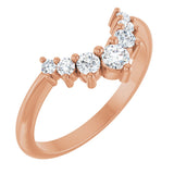 14K Gold Round Natural Diamond Accented Contour Band – 2.2-3.5mm Stones - Rose Gold