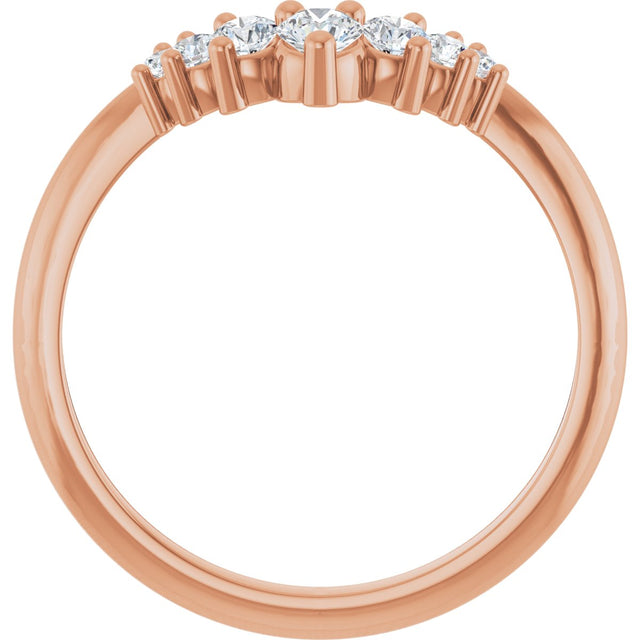 14K Gold Round Natural Diamond Accented Contour Band – 2.2-3.5mm Stones - Rose Gold - view 2