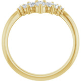 14K Gold Round Natural Diamond Accented Contour Band – 2.2-3.5mm Stones - Yellow Gold - view 2