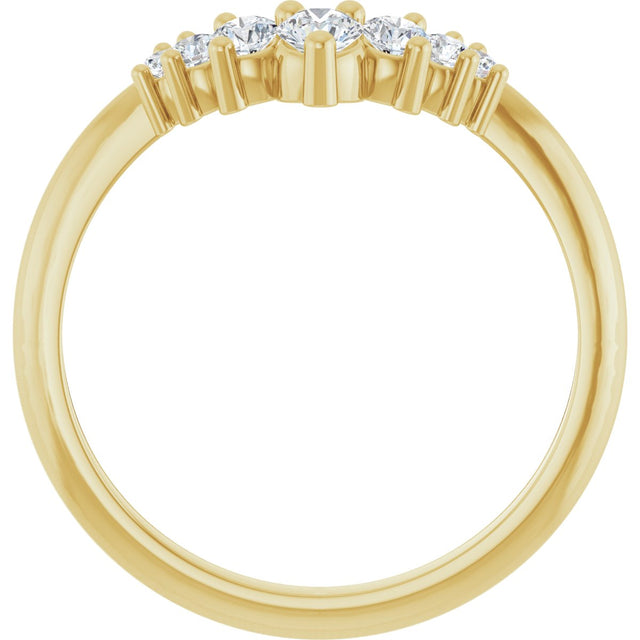 14K Gold Round Natural Diamond Accented Contour Band – 2.2-3.5mm Stones - Yellow Gold - view 2