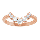 14K Gold Round Natural Diamond Accented Contour Band – 2.2-3.5mm Stones - Rose Gold - view 3