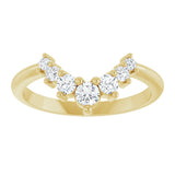 14K Gold Round Natural Diamond Accented Contour Band – 2.2-3.5mm Stones - Yellow Gold - view 3