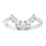 14K Gold Round Natural Diamond Accented Contour Band – 2.2-3.5mm Stones - White Gold - view 3